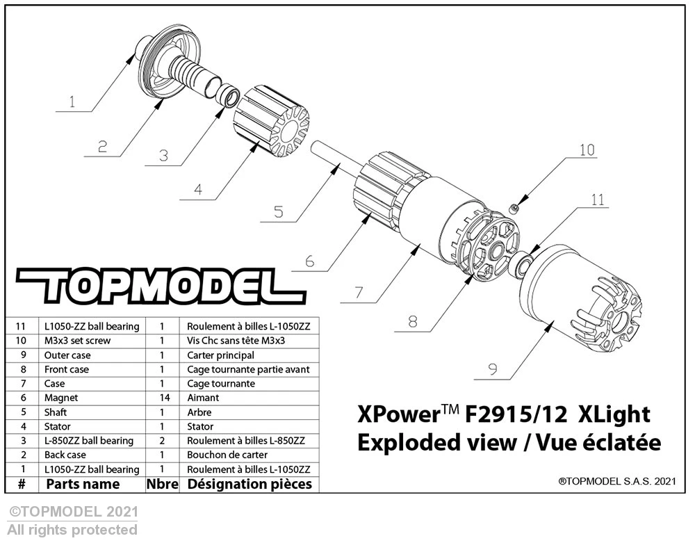 XPower F2915/12 XLight 1600 RPM/V 72g Cased Outrunner 8 XPower F2915/12 XLight 1600 RPM/V 72g Cased Outrunner - Image 6